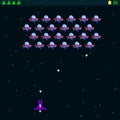 Retro video game, screen, arcade space warships, shooting, background map, vector graphic design illustration. 16 bit, 8 bit . Spa